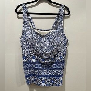 LANDS’ END Square Neck Tankini Top | 20W